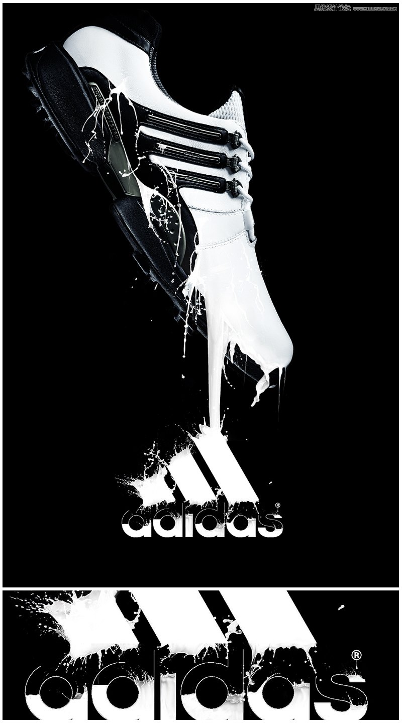 
Photoshop合成喷溅效果的阿迪达斯球鞋海报