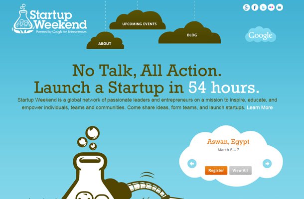 startup weekend blue background design