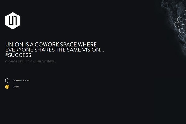 union cowork space dark simple website homepage