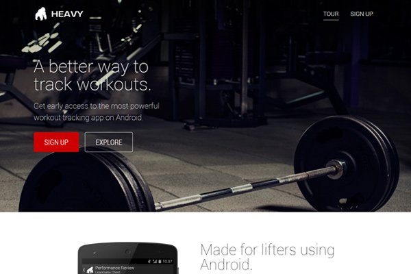 heavy bodybuilding app mobile landing page