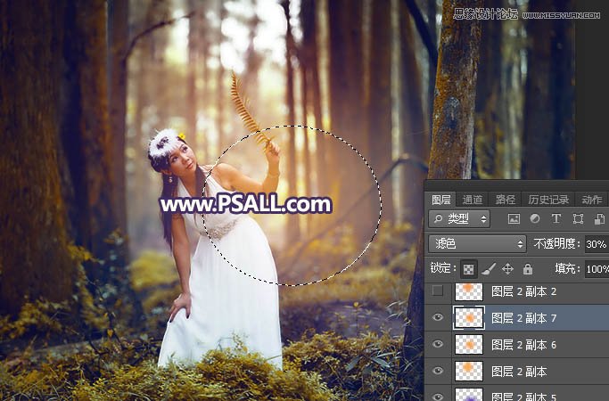 Photoshop给森林人像添加暖色逆光结果图,图趣网