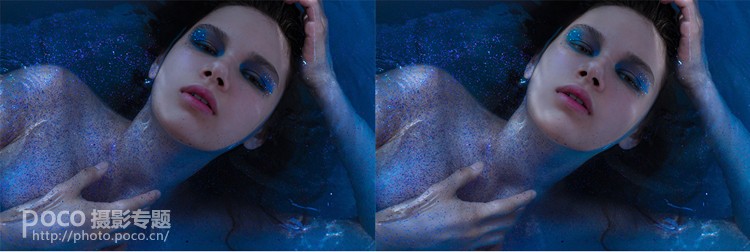 Photoshop调出蓝色唯美主题效果的水中模特,PS教程