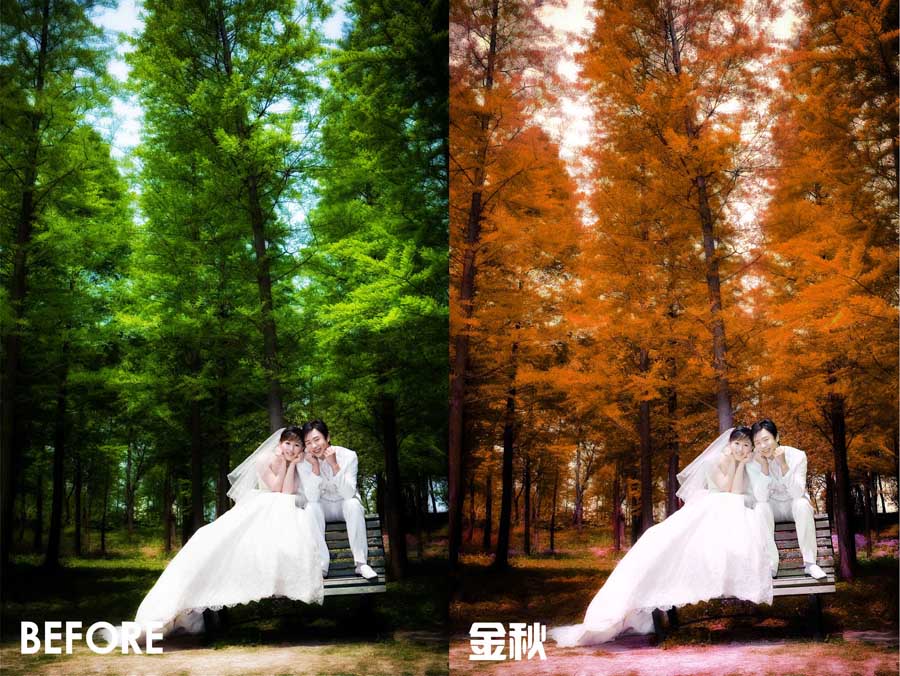 Photoshop调出婚纱外景春夏秋冬四季结果,破洛洛